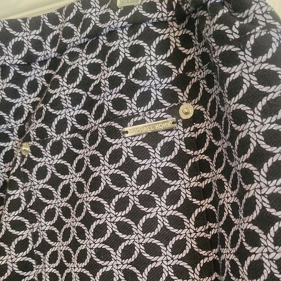 Michael Kors SzXL Blk lavender pattern pull on slacks faux frnt real back pocket - Picture 4 of 5